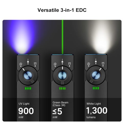 Linterna EDC plana Olight Arkfeld Pro con luz LED, UV y láser | Ebest