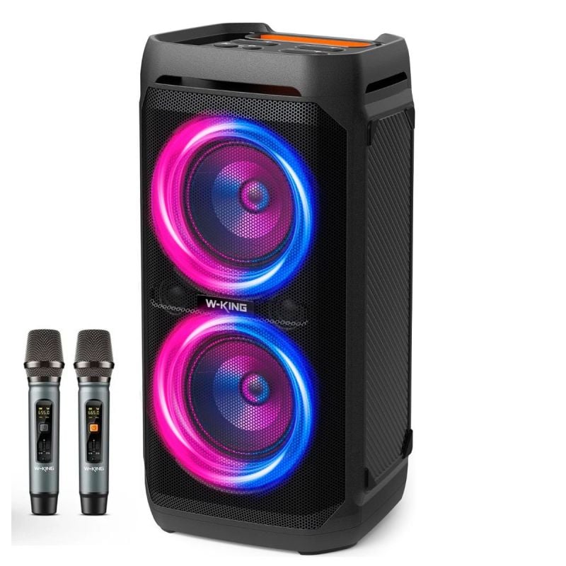 Parlante Karaoke de 100W + 2 Microfonos W-King T11+