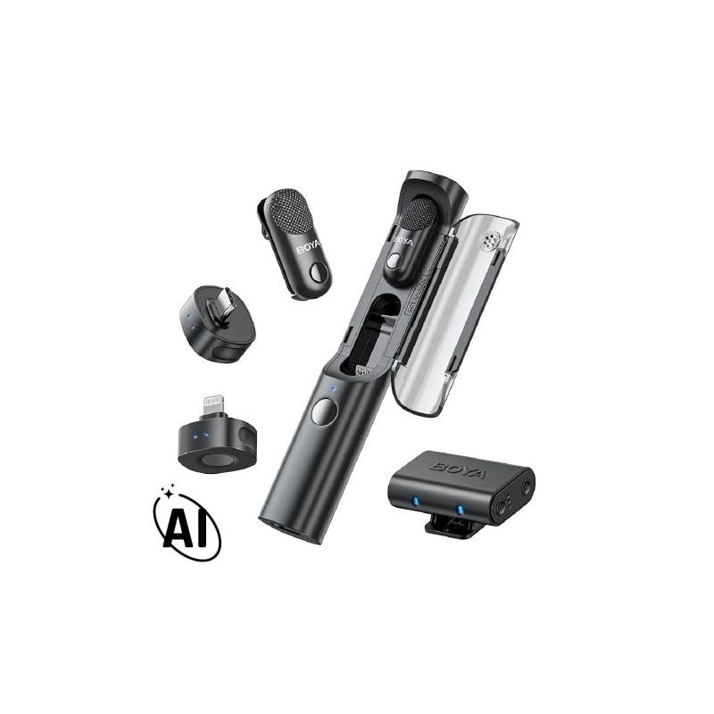 Micrófono Inalámbrico Doble con IA BOYA Magic-01  USB-C, Lightning y 3.5mm