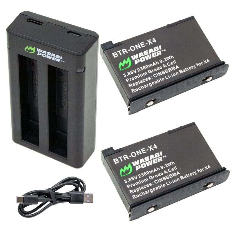 Pack de 2 Bateria para Insta360 X4 Wasabi Power y Cargador Duo