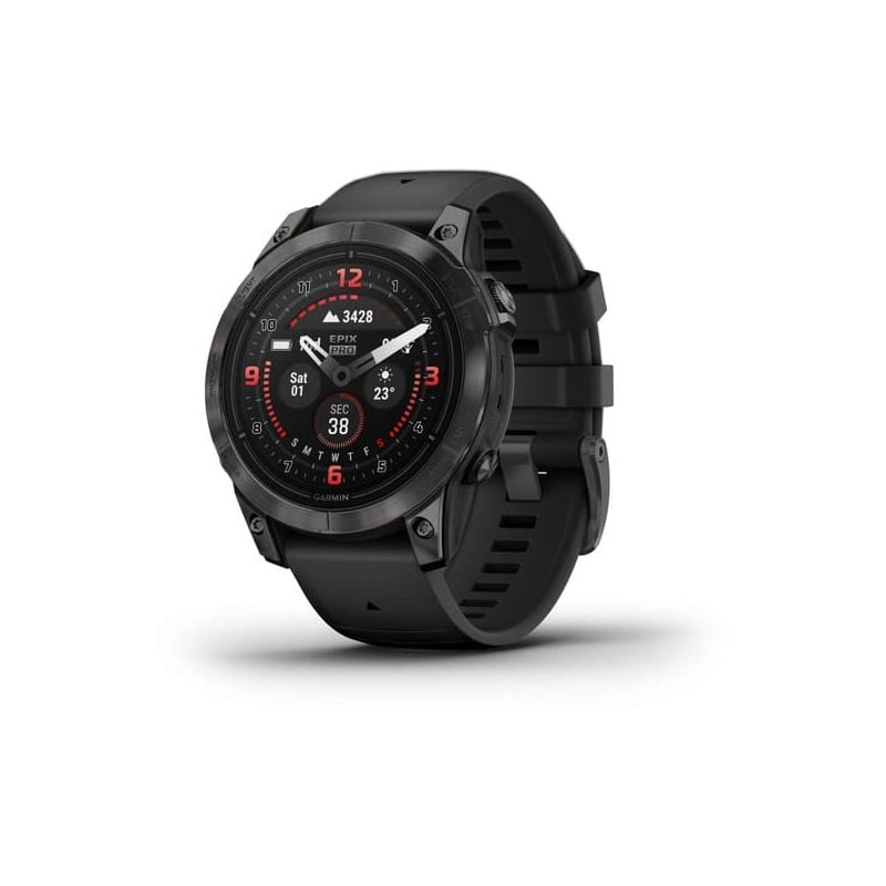Garmin Epix Pro (Gen 2) – Edición Sapphire | 47 mm  Carbon Gray DLC Titanium with Black Band