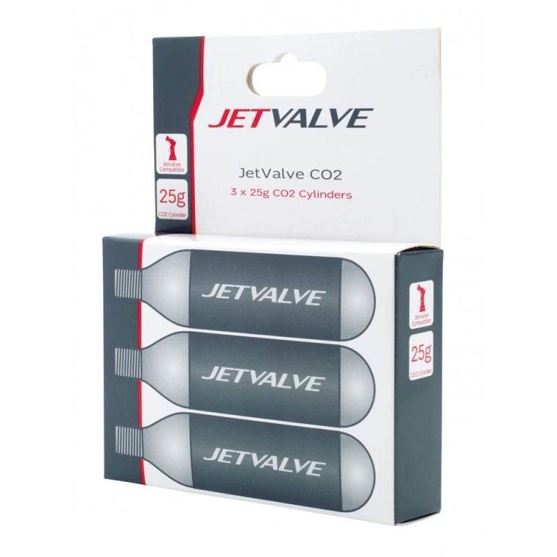 Cilindros de CO2 de 25 g Jetvalve Weldtite (x3)