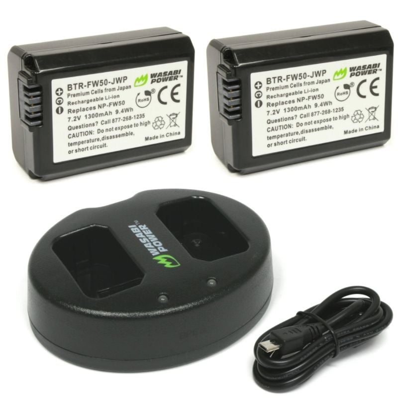 Kit de Baterias y Cargador para NP-FW50 - Wasabi