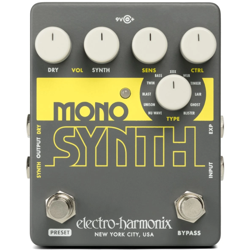 Pedal Sintetizador Electro-Harmonix Mono Synth para Guitarra con 11 Sonidos 