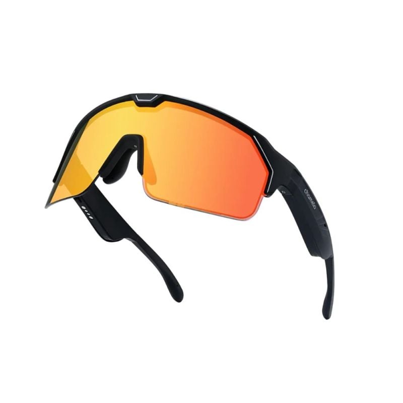 Lentes de sol Chamelo Shield Music Smoke Fire Matte Black con Audio