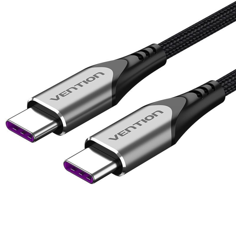 Cable USB-C Vention 5A 480Mbps 90° Aluminio Nylon Trenzado