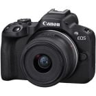 Camara Canon EOS R50 con lente de 18-45 mm