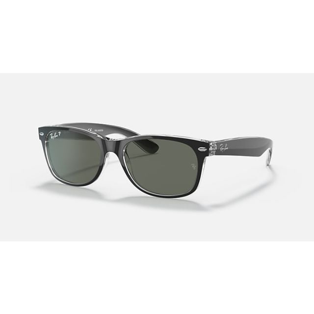 Ray-Ban New Wayfarer Black On Transparent Polar Green (55) 0RB2132