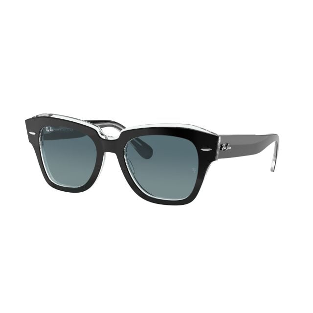 Ray-Ban State Street Black On Transparent Blue Gradient Grey (49) 0RB2186