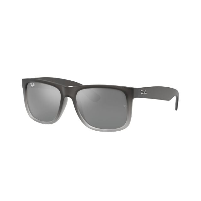 Ray-Ban Justin Rubber Grey On Clear Grey Grey Mirror Silver Gradient (55) 0RB4165