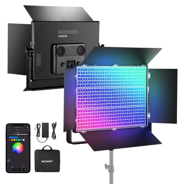 Kit de iluminación de video con panel led rgb de 150 W Neewer ap150c