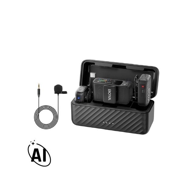 Sistema Inalámbrico Doble con Mic Lavalier + IA BOYA BoyaMic 2-01 