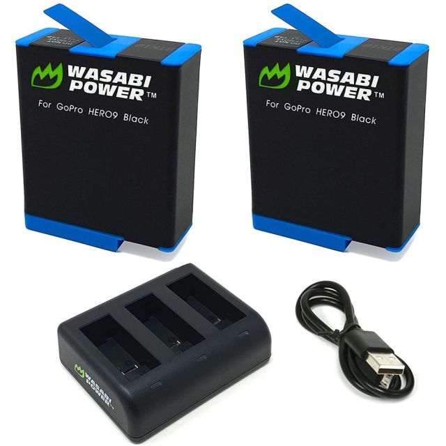  Kit de Cargador + 2 Baterías para Gopro Hero 9 Black Wasabi 
