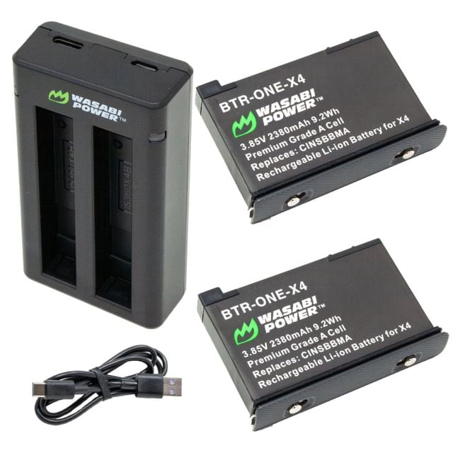 Pack de 2 Bateria para Insta360 X4 Wasabi Power y Cargador Duo