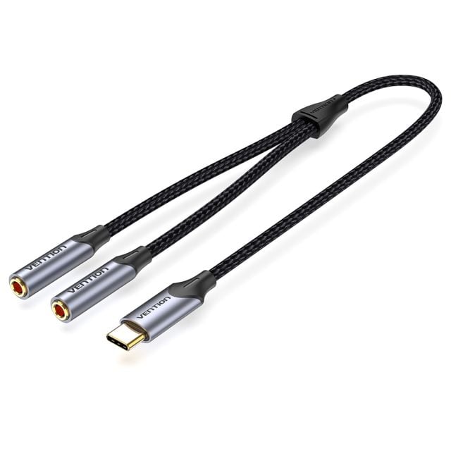 Adaptador USB-C a 3.5mm Dual de Aluminio - Vention