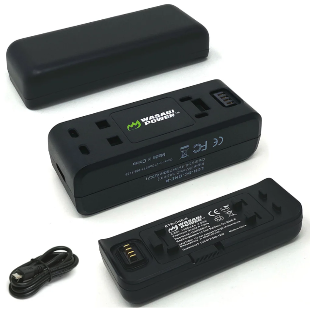 2 Bateria INSTA360 ONE R + CargadorUSB Dual WASABI POWER