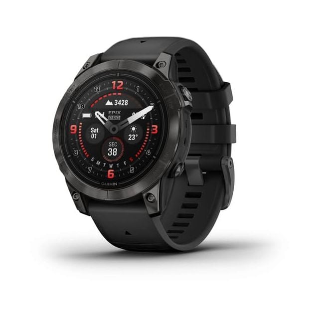 Garmin Epix Pro (Gen 2) – Edición Sapphire | 47 mm  Carbon Gray DLC Titanium with Black Band
