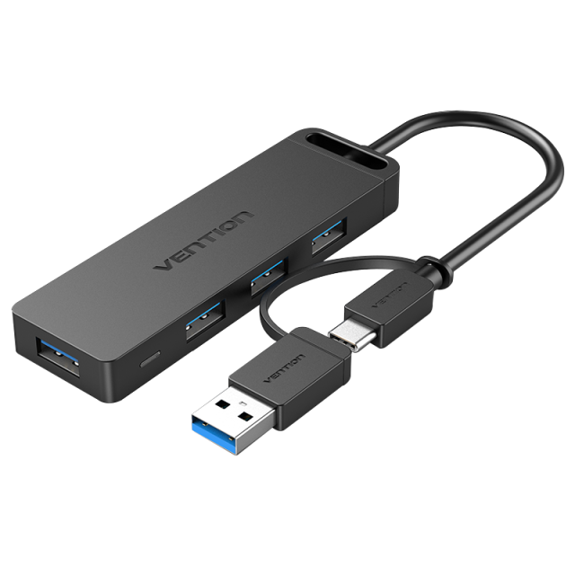 Hub de 4 Puertos 2 en 1 - USB-C 3.0 con Poder - Vention