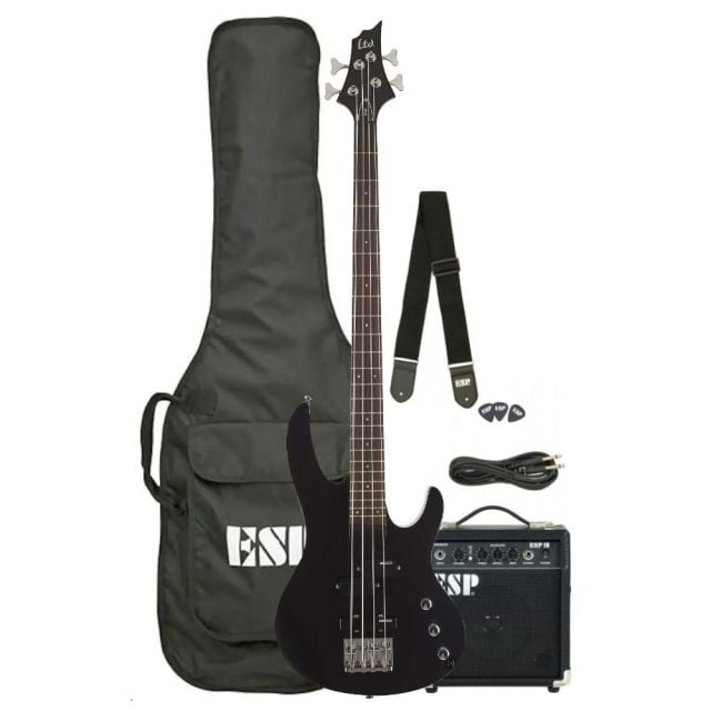 ESP LTD B Series Bass Pack Black Satin – Pack Bajo Eléctrico Completo para Principiantes