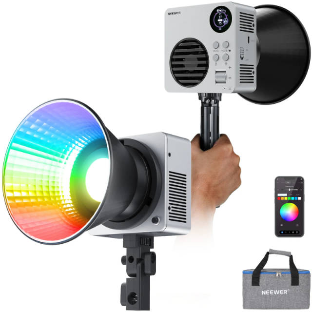 Luz LED RGB Portátil con Batería y Montura Bowens COB 80W Neewer