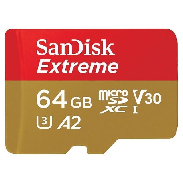 Tarjeta de Memoria Micro SD 64gb 90mb/s U3 Sandisk Extreme + Adaptador SD SDHC SDXC