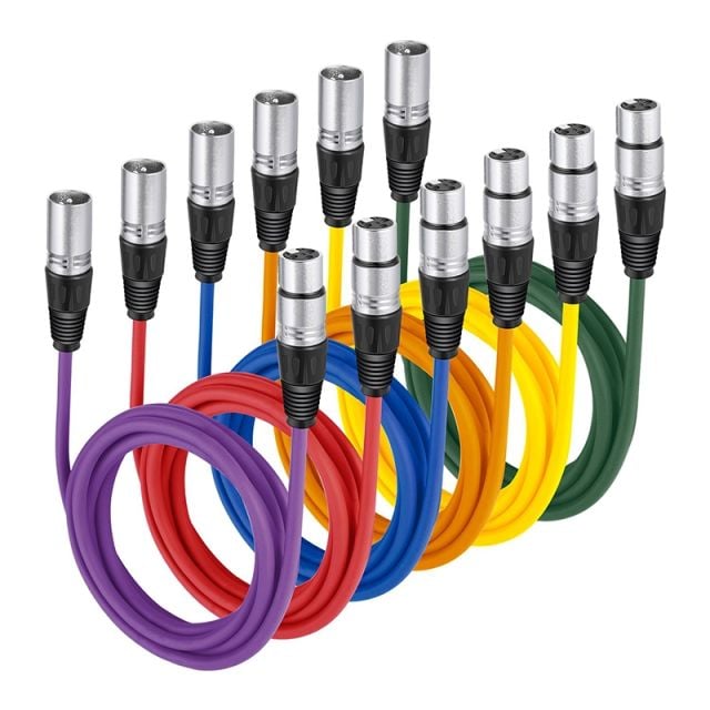 Set de 6 Cables de colores  XLR 2m Macho-Hembra Neewer